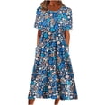 thumbnail image 1 of Patlollav Summer Dress for Women Casual hort Sleeve Zipper Folding Floral Dresses, 1 of 6