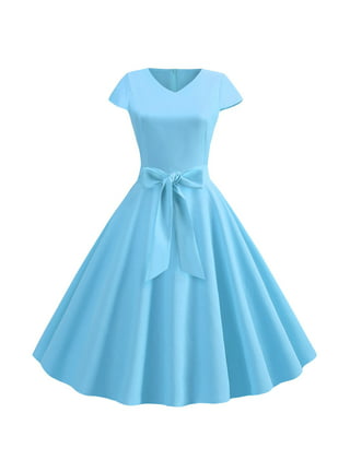 Women's 50s 60s Vintage Cocktail Dress Polka Dot Short Sleeve Flared A-Line  Swing Midi Homecoming Prom Dresses