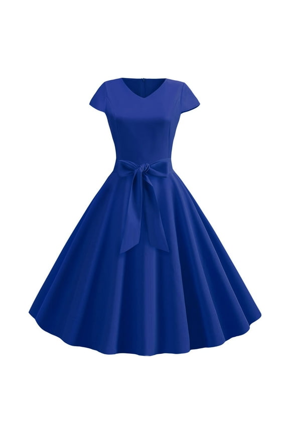 Summer Dresses,Women Short Sleeve Swing 50S Housewife Casual Evening Party Prom Dress