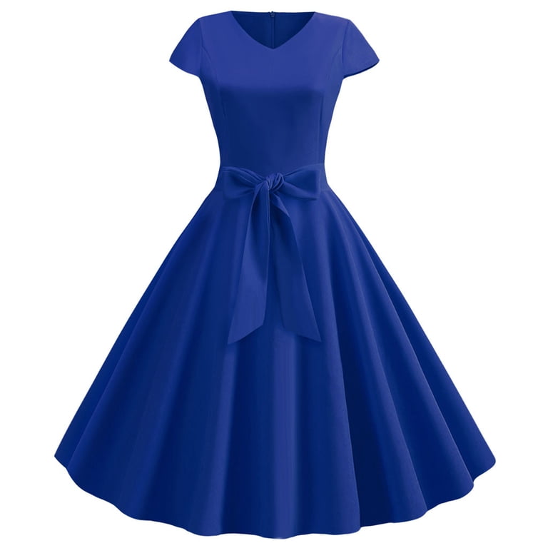Patlollav Summer Dresses,Women Short Sleeve Swing 50S Housewife Casual Evening Party Prom Dress Patlollav Summer Dresses,Women Short Sleeve Swing 50S Housewife Casual Evening Party Prom Dress