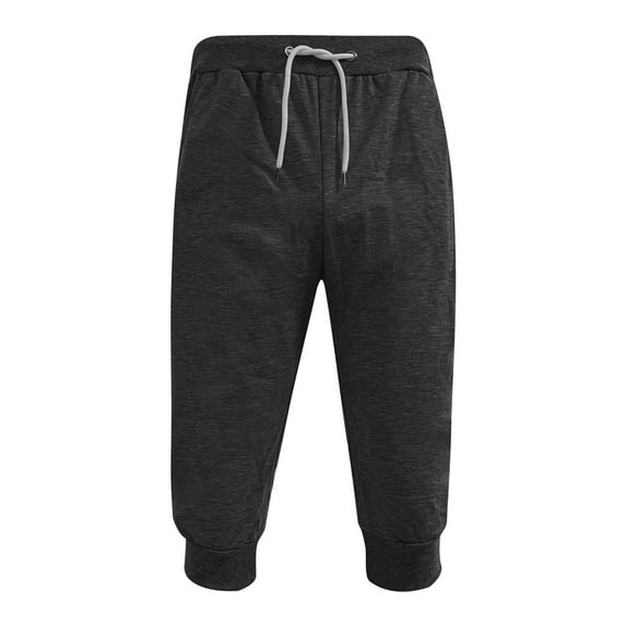 Patlollav Summer Mens Gym Workout Jogging Middle Pants Fit Elastic Casual Sportswear