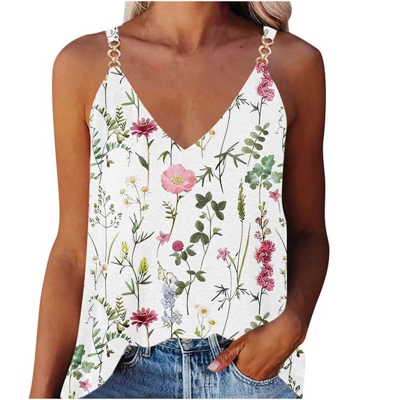 Patlollav Summer T Shirt Casual Sleeveless Blouse V Neck Tops Vest For Women