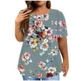 thumbnail image 1 of Patlollav Summer Tops For Women 2024 Casual Plus Size Tshirt Elegant Floral Print Tunic Shirts Cozy Summer Going Out Blouses, 1 of 6