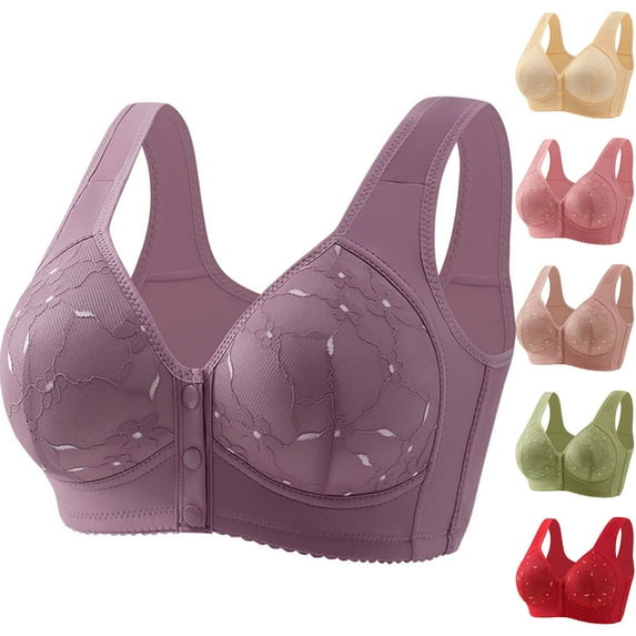 Otvok Womens Non Magnetic and Non Steel Ring Bra with Thin Cup and Adjustable Lace Bra Underwear