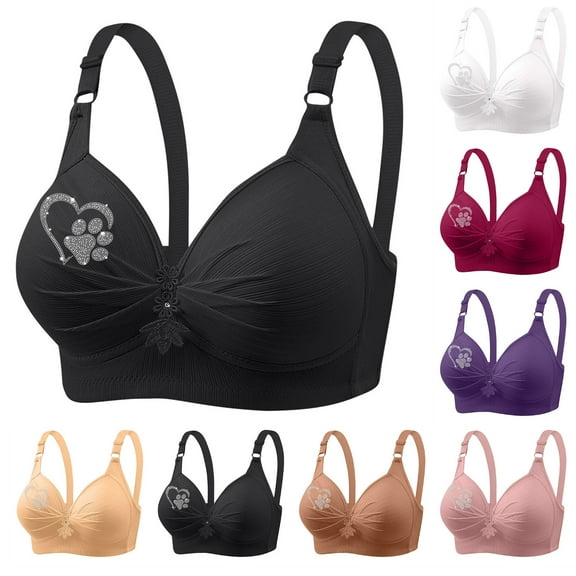 Otvok Womens Valentine'S Day Love Claw Hot Diamond Stainless Steel Ring Breathable Underwear Daily Bra