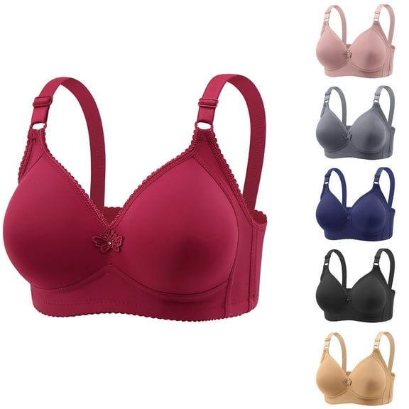 Otvok Womens Plus Size without Steel Rims Comfortable and Breathable Underwear Non-Magnetic Thin Cup Bra