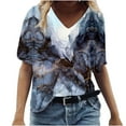 thumbnail image 1 of Patlollav Summer Tops for Women Short Sleeve Casual Shirts Floral Tee Trendy 2025 Basics V Neck Tshirts, 1 of 6