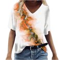 thumbnail image 1 of Patlollav Summer Tops for Women Short Sleeve Casual Shirts Floral Tee Trendy 2025 Basics V Neck Tshirts, 1 of 6