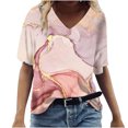 thumbnail image 1 of Patlollav Summer Tops for Women Short Sleeve Casual Shirts Floral Tee Trendy 2025 Basics V Neck Tshirts, 1 of 6