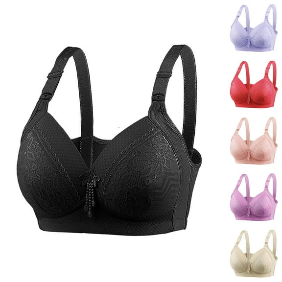 Otvok Middle Aged and Elderly Bras without Steel Rings Plus Size Underwear Adjustable Comfortable Bra