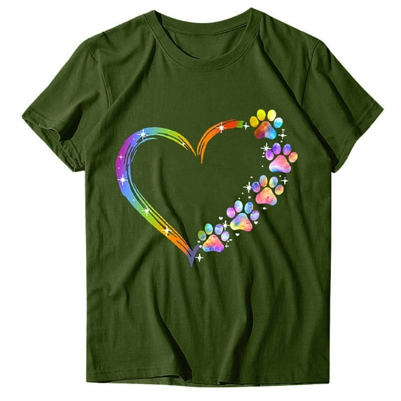 Patlollav Summer Womens Plus Size T-Shirt Loose Print Short Sleeve Casual Blouse