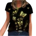 thumbnail image 1 of Patlollav Summer Womens T-shirts Clearance,Plus Size Ladies Fashion V-Neck Short Sleeve Print Casual Blouse, 1 of 5