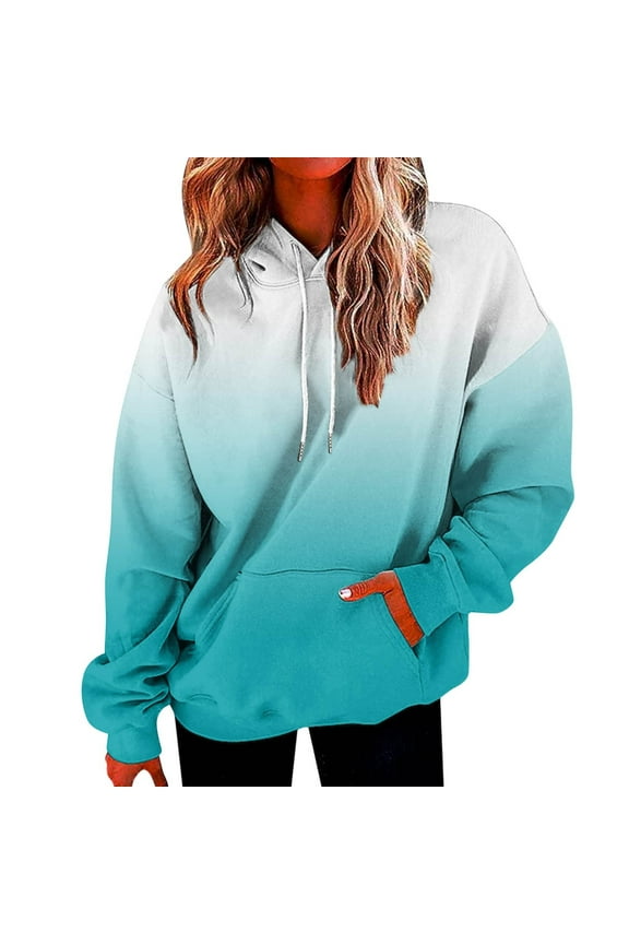 Sweatshirts for Women,Flash Picks Women's Long Sleeve Casual Shirts Hooded Print Crewneck Pullover Sweatshirt Tops