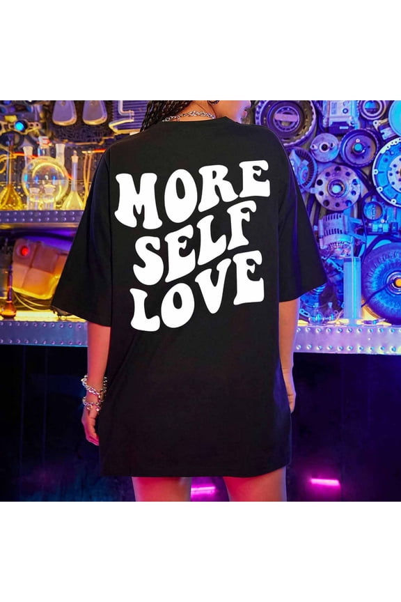 T-Shirt for Womens Plus Size Slogan Graphic Drop Shoulder Short Sleeve Summer Tops
