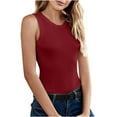thumbnail image 1 of Patlollav Tank Top for Women Under $10.00, Women's Vest Tops Sleeveless Round Neck Solid Color Tank Top, 1 of 6