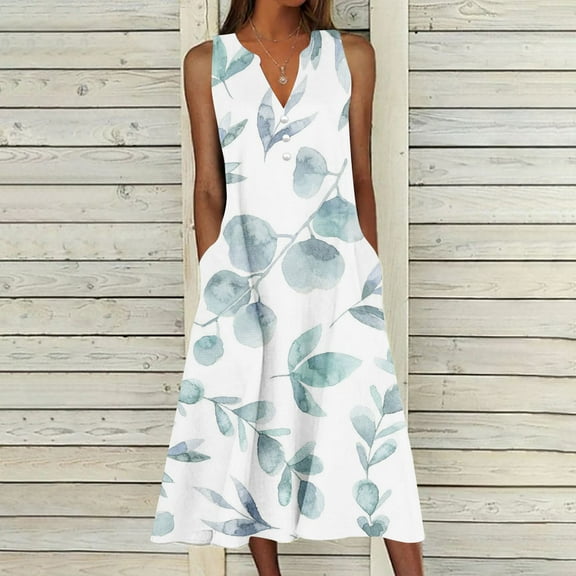 Patlollav Travel Clothes Women Dresses, Women's Summer Casual Dress Design Camis Sleeveless V-Neck Long Dresses