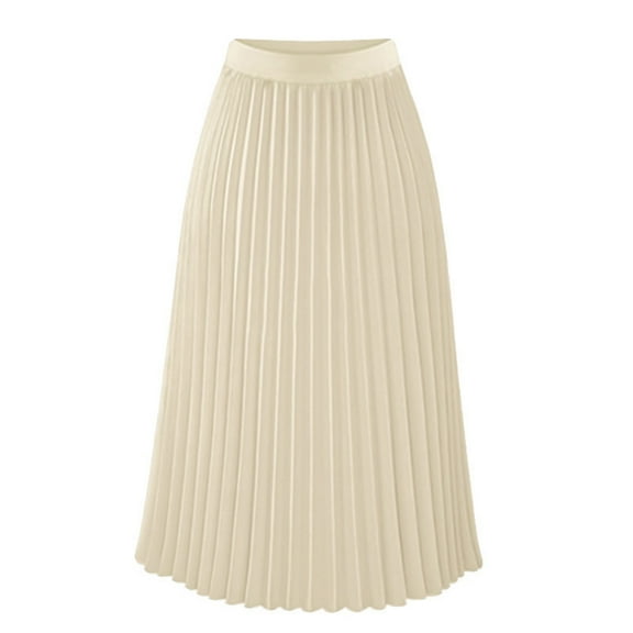 Patlollav Up to 65% off Fashion Women Loose Casual High Waist Solid Long Ankle Pleated Skirt