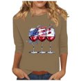 thumbnail image 1 of Patlollav Up to 65% off T Shirts Womens Fashion Casual 3/4 Sleeve Independence Day Printed O-Neck Pullover Tops, 1 of 5