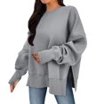 thumbnail image 1 of Patlollav Winner Womens Hoodless Sweatshirts Casual Loose Round Neck Solid Color Long Sleeve Tops, 1 of 5