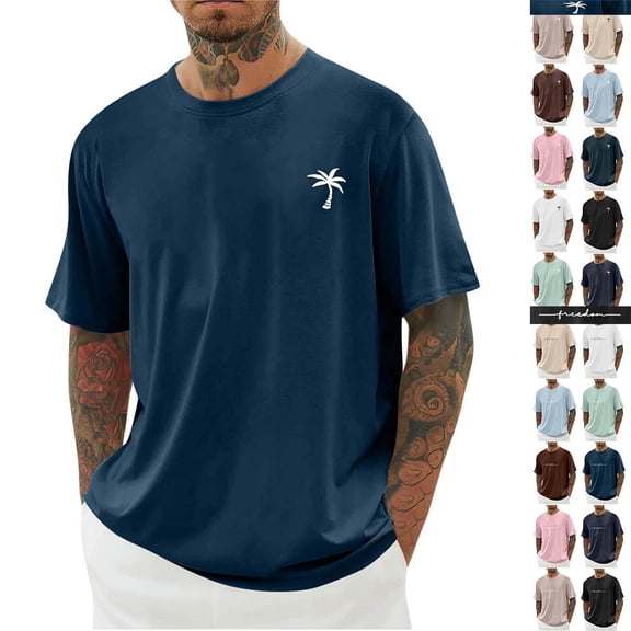 Otvok Men's T Shirts Athletic Running Gym Workout Short Sleeve Tee Round-Neck Blouses
