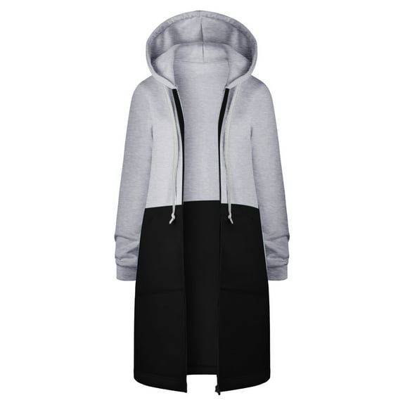 Patlollav Winter Fall Ladies Hooded Cardigan,Woman Long Sleeve Print Pocket Zipper Coat Tops