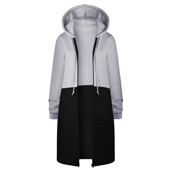 Patlollav Winter Fall Ladies Hooded Cardigan,Woman Long Sleeve Print Pocket Zipper Coat Tops