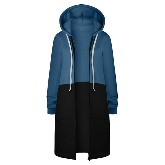 Patlollav Winter Fall Ladies Hooded Cardigan,Woman Long Sleeve Print Pocket Zipper Coat Tops