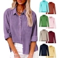 thumbnail image 1 of Patlollav Winter Fall Womens Button Shirts V Neck Long Sleeve Casual Work Tunic Tops with Pocket, 1 of 6