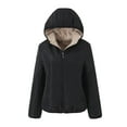 thumbnail image 1 of Patlollav Winter Fall Womens Cotton Coats Slim Versatile Hooded Plush Warm Lamb Fleece Coat, 1 of 5