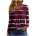 thumbnail image 1 of Patlollav Winter Fall Womens Solid Button Fashion Round Neck Comfortable Long Sleeve Tops, 1 of 6
