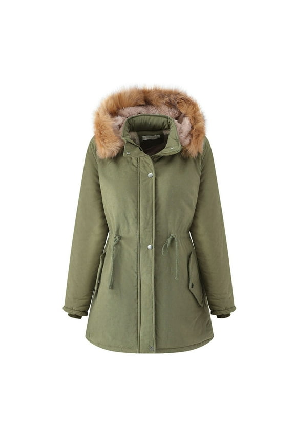 Winter Fall Womens Thickened Lamb Plush Cotton Jacket,Ladies Cotton Jacket Detachable Hat Plush Jacket