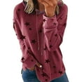 thumbnail image 1 of Patlollav Winter Fashion Women Print Long Sleeve Comfortable Breathable Round-Neck Shirt Tops, 1 of 6
