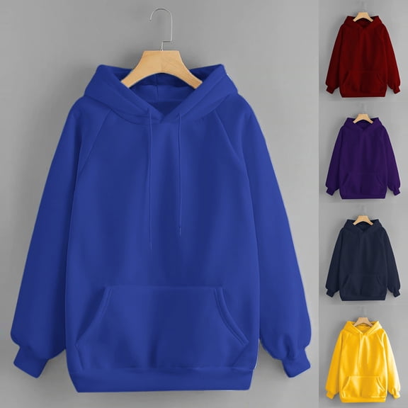 Patlollav Winter Women Coats Plus Size Solid Long Sleeve Button Pocket Hooded Sweatshirt