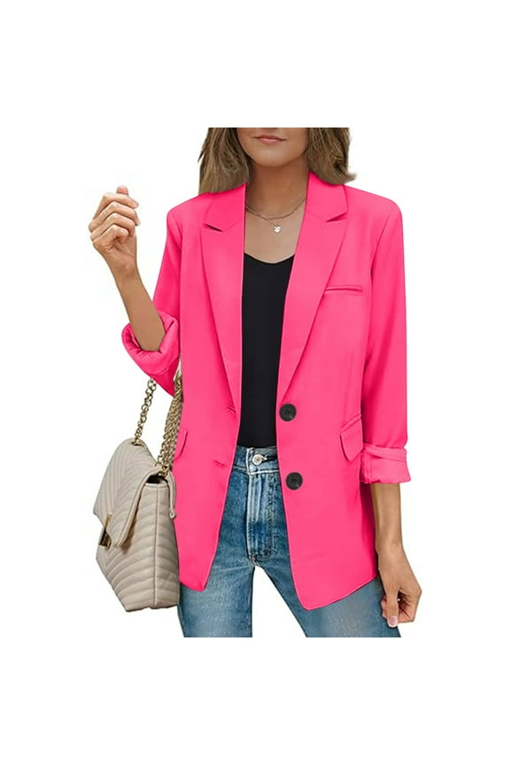 Winter Womens Bussiness Casual Blazers Open Front Long Sleeve Work Office Blazer Jacket With Shoulder Pads Fall 2024