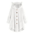 thumbnail image 1 of Patlollav Winter Womens Button V-Neck Pullover Tops Long Sleeve Hooded Blouse Coat, 1 of 6