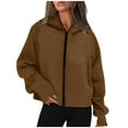 thumbnail image 1 of Patlollav Winter Womens Casual Loose Hooded Long Sleeve Zipper Solid Cardigan Blouse Hoodies Sweatshirt Tops With Pocket, 1 of 6