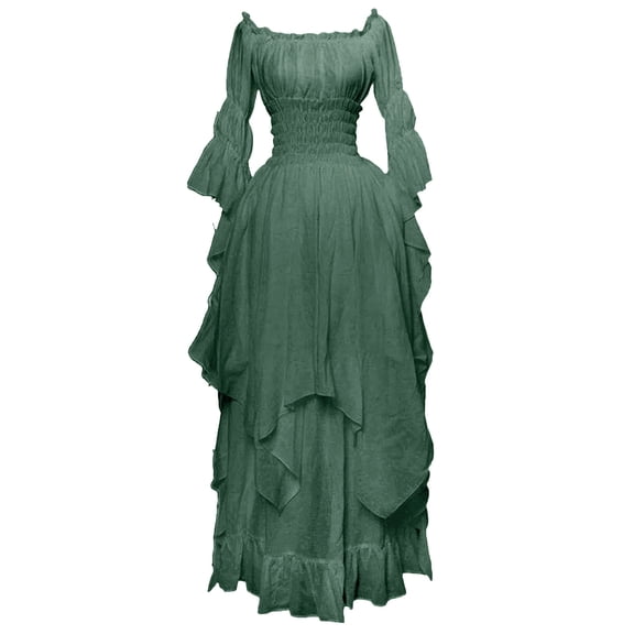 Patlollav Winter Womens Long Sleeve Dress Floor Length Cosplay Dress Plus Size Dresses