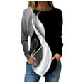 thumbnail image 1 of Patlollav Winter Womens Long Sleeve Shirts Round Neck Fall Blouses Fashion Smocked Tops, 1 of 6