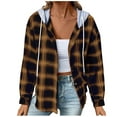 thumbnail image 1 of Patlollav Winter Womens Pocket Coat Casual Mid-Length Plaid Shirt Long Sleeve Hooded Casual Coat/Jacket, 1 of 6