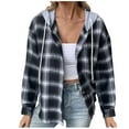 thumbnail image 1 of Patlollav Winter Womens Pocket Coat Casual Mid-Length Plaid Shirt Long Sleeve Hooded Casual Coat/Jacket, 1 of 6