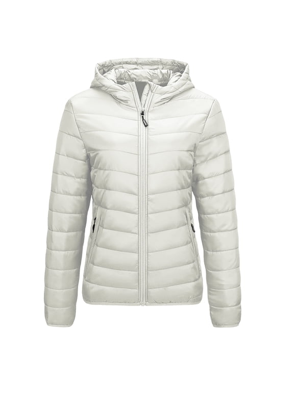 Patlollav Winter Womens Puffer Jacket Long Sleeve Hooded Zip Up Quilted Lightweight Down Coat with Pockets