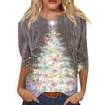 thumbnail image 1 of Patlollav Woman Tops for Christmas,Women's T-Shirt 3/4 Sleeve Round Neck Casual Tops Gift, 1 of 6