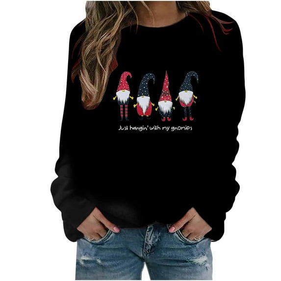 Patlollav Woman Tops for Christmas Deals,Women's Tops Clearance Sweater Loose Polyester Sweatshirts Gift