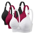 thumbnail image 1 of Patlollav Womans Black + White + Burgundy 3Pcs Bras Plus Size Daily Bra Underwear No Rims, 1 of 5