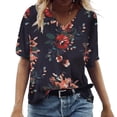 thumbnail image 1 of Patlollav Womans T-Shirt Plus Size Clearance Fashion Casual Scenic Flower Print V-Neck Tops, 1 of 6