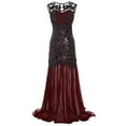thumbnail image 1 of Patlollav Women 1920S Black Sequin Maxi Long Evening Prom Dress Plus Size, 1 of 6