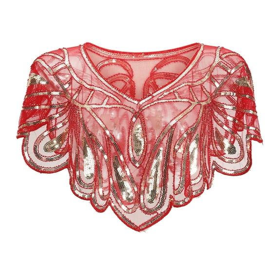 Patlollav Women 1920S Shawl Beaded Sequin Deco Evening Cape Bolero Flapper Cover Up