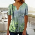 thumbnail image 1 of Patlollav Women Blouses Dressy Casual Summer Short Sleeve Shirts V Neck Button Down Tunic Tops, 1 of 6
