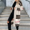thumbnail image 1 of Patlollav Women Cardigan Tops Winter Striped Casual Long Sleeve Long Sweater Coat, 1 of 6