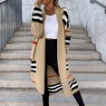 thumbnail image 1 of Patlollav Women Cardigan Tops Winter Striped Casual Long Sleeve Long Sweater Coat, 1 of 6